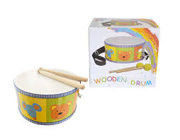 JOLLYLAND Adjustable Strap Wooden Kids Drum Toy